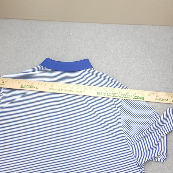 Nike Dri-Fit Polo Golfr Shirt Men's XL Blue White Stiped Standard Fit Polyester‎ - Picture 11 of 12
